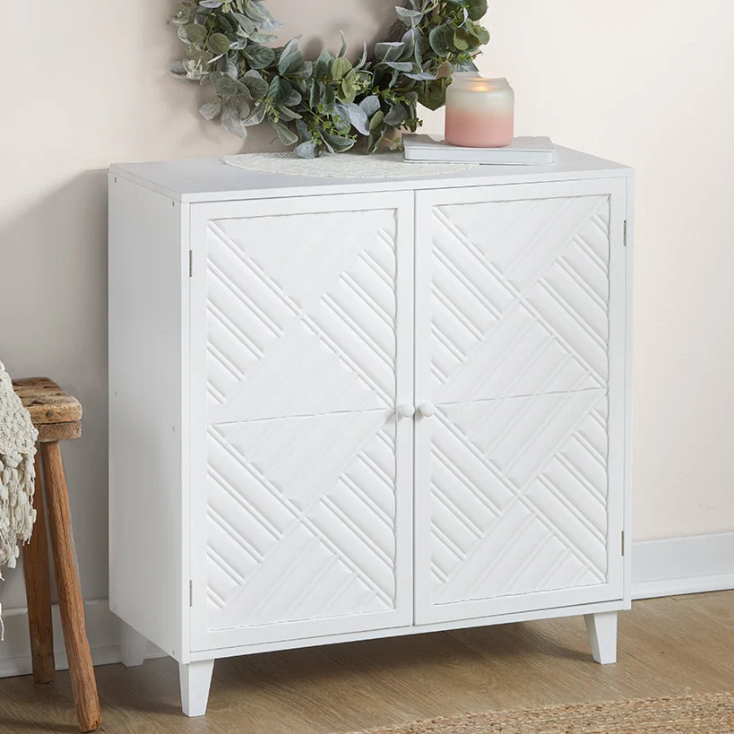 2-Door Gray Cabinet with Chevron Design - Image 3