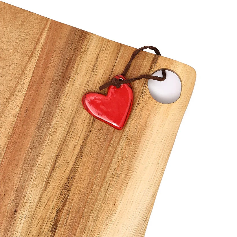 Acacia Cheese Board with Red Heart Accent - Image 4