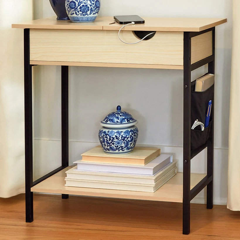 Accent Storage Side Table with Flip-Top and Charging Outlet - Image 4