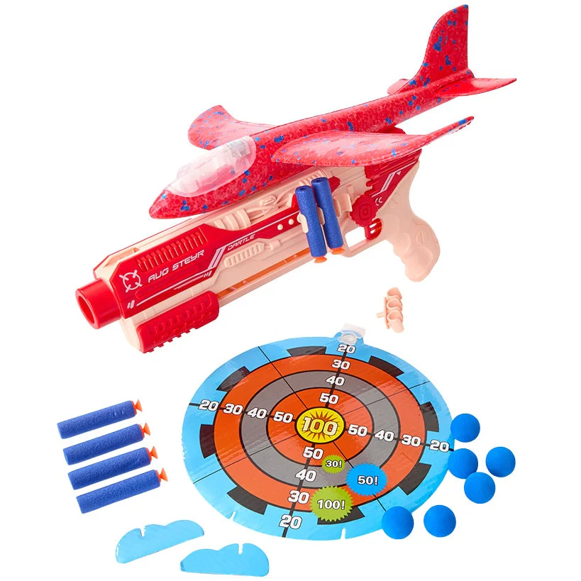 Airplane Launcher And Foam Ball Dart Blaster Gun Kids Fun Shooting Set - Image 3