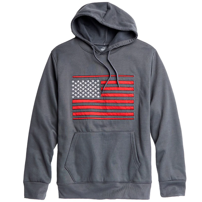 American Flag Men's Hoodie Charcoal Medium - Image 3