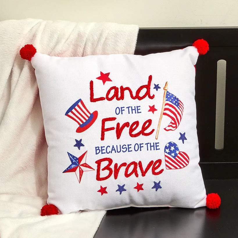 Americana Embroidered Accent Pillow - Image 3