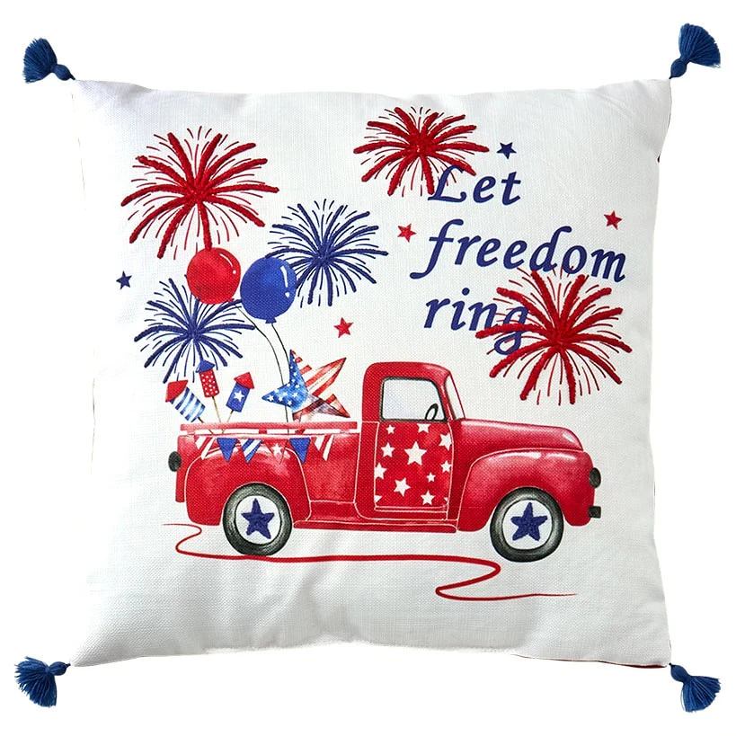 Americana Embroidered Accent Pillow - Image 5