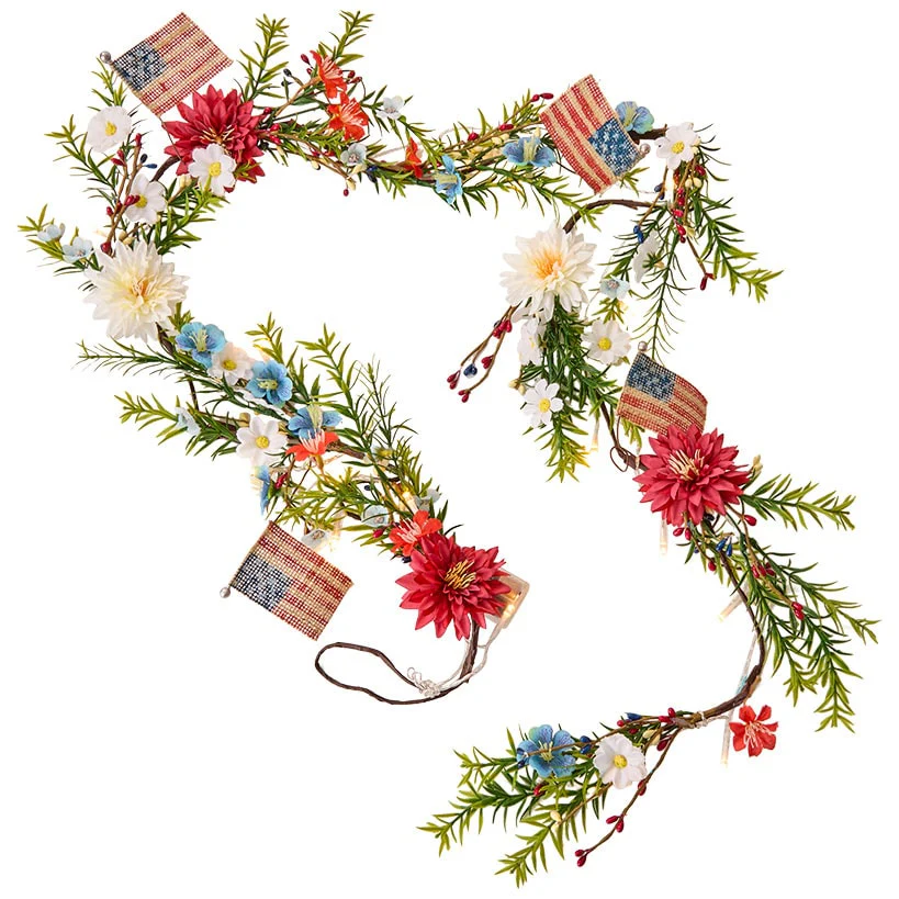 Americana Floral Swag Garland Collection - Image 6