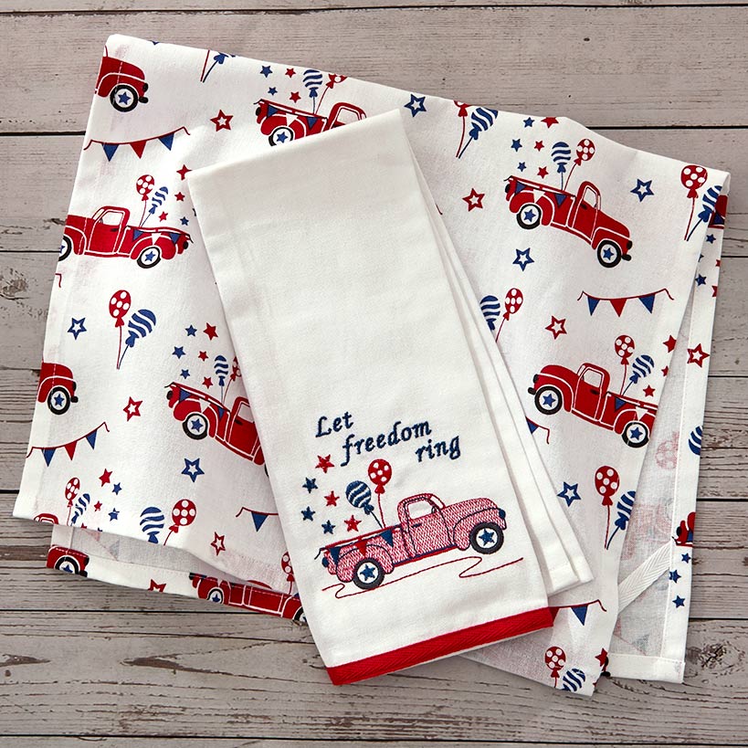 Americana Kitchen Towels Embroidered Set of 2 - Image 3