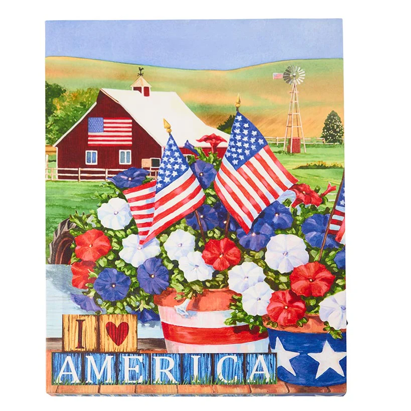 Americana Lighted Canvas Country Wall Art With Flowers - Image 3