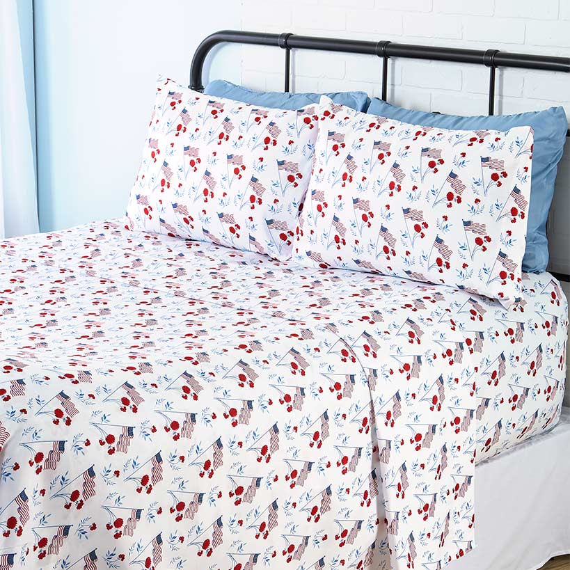 Americana Stars and Stripes Ultra-Soft 4-Pc. Sheet Set, Full/Queen or King - Image 3