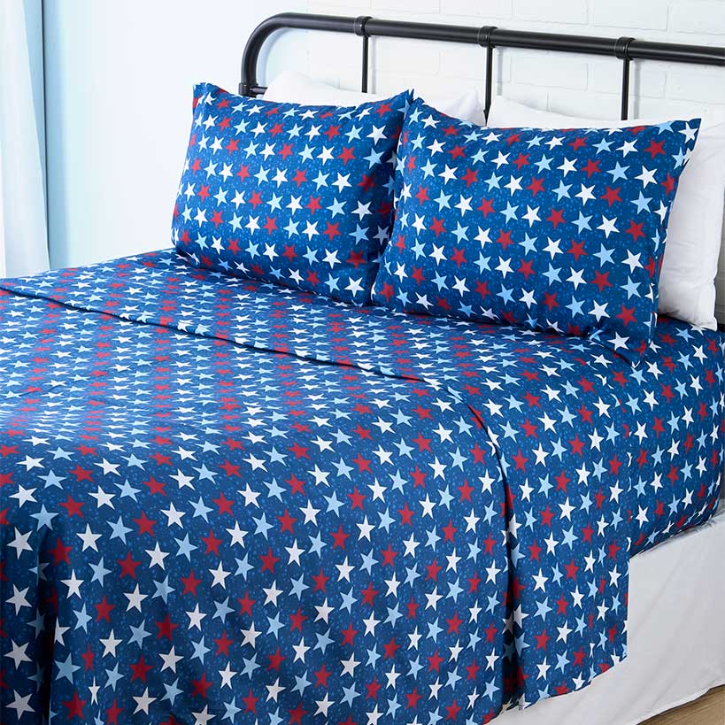 Americana Stars and Stripes Ultra-Soft 4-Pc. Sheet Set, Full/Queen or King - Image 5