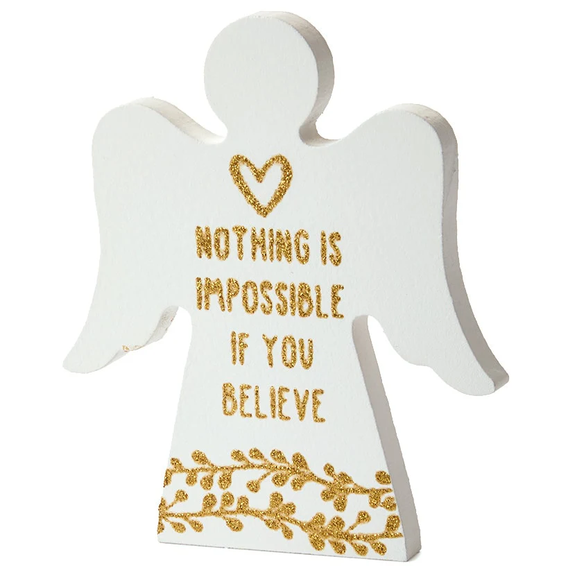 Angel Wooden Block Sign With Gold Sentiment - Image 4
