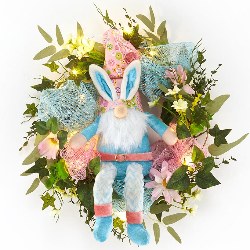Animated Kicking Easter Gnome Wreath - Image 3