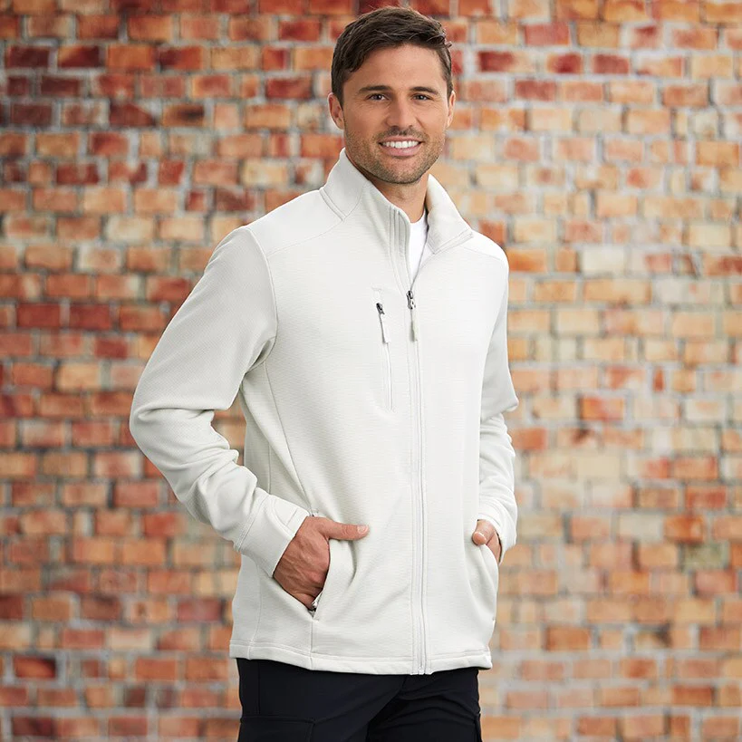 Aspire Men's Brushback Fleece Jacket Off-White - Image 3