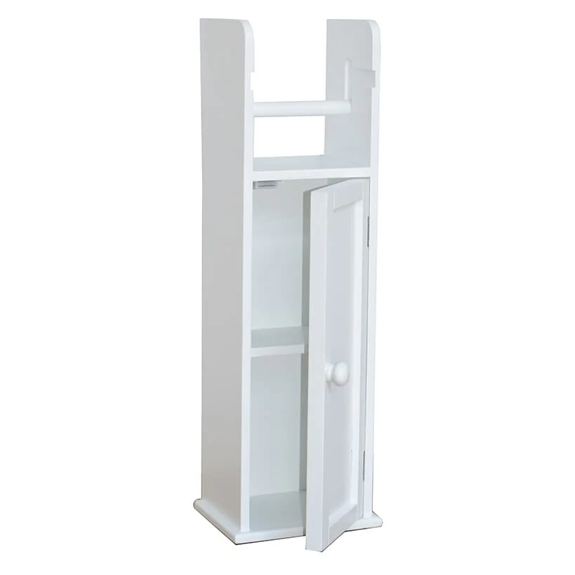Bathroom Storage Unit with Cupboard and Toilet Paper Dispenser - Image 4
