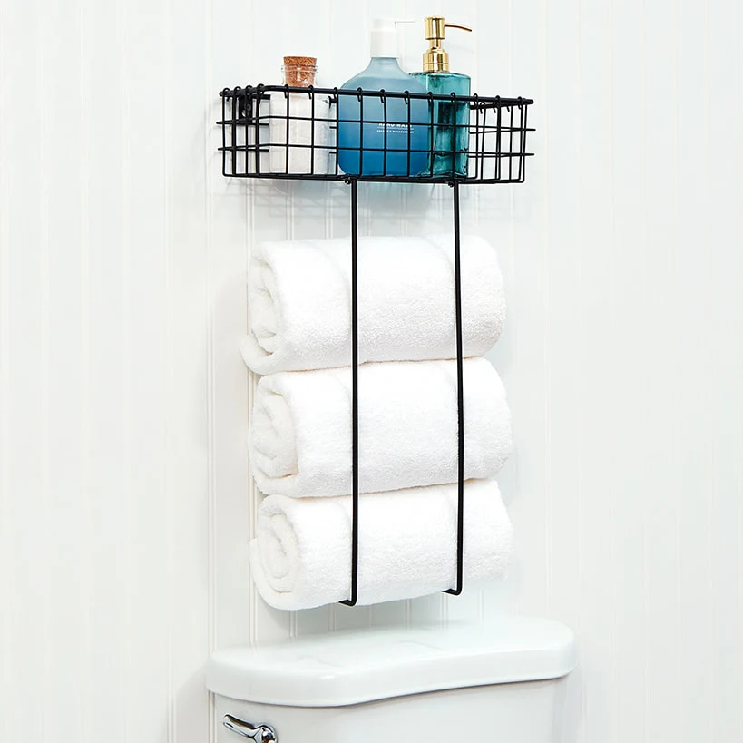 Bathroom Toilet Paper Holder or Towel Holder with Storage Shelf - Image 3