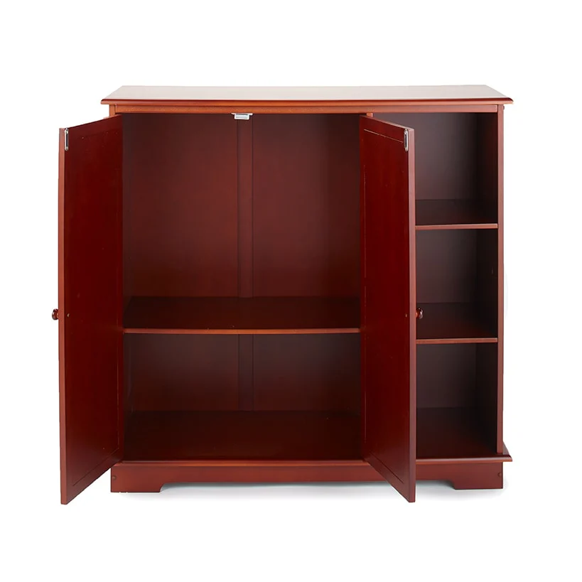 Beadboard Wooden Cabinet with 3 Storage Shelves and Cupboard - Image 10