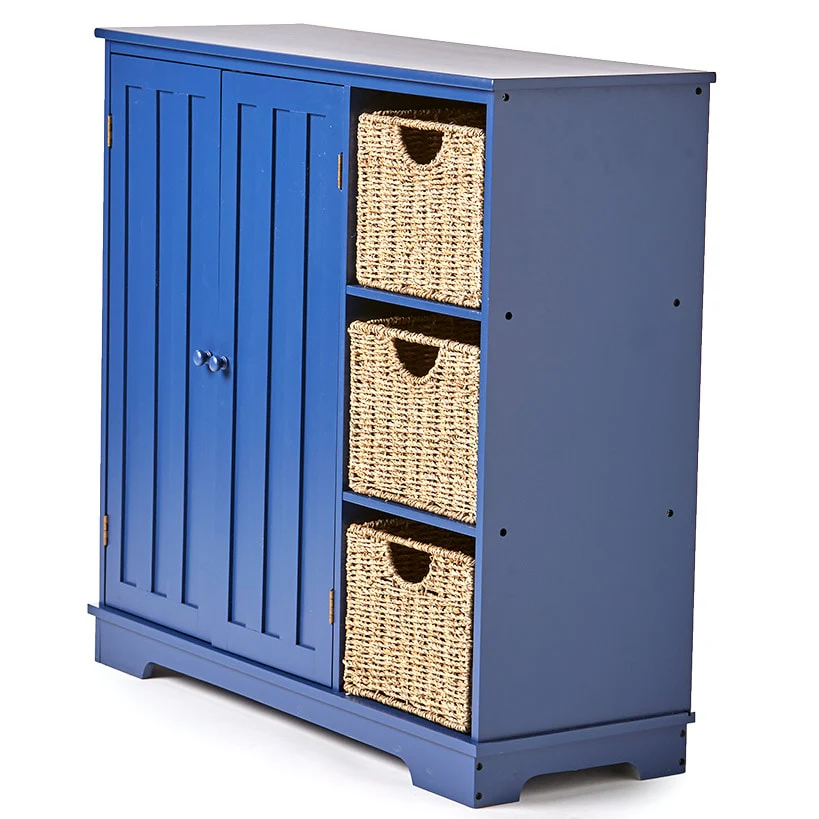 Beadboard Wooden Cabinet with 3 Storage Shelves and Cupboard - Image 18