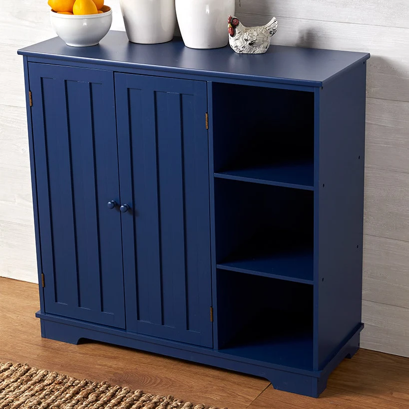 Beadboard Wooden Cabinet with 3 Storage Shelves and Cupboard - Image 20
