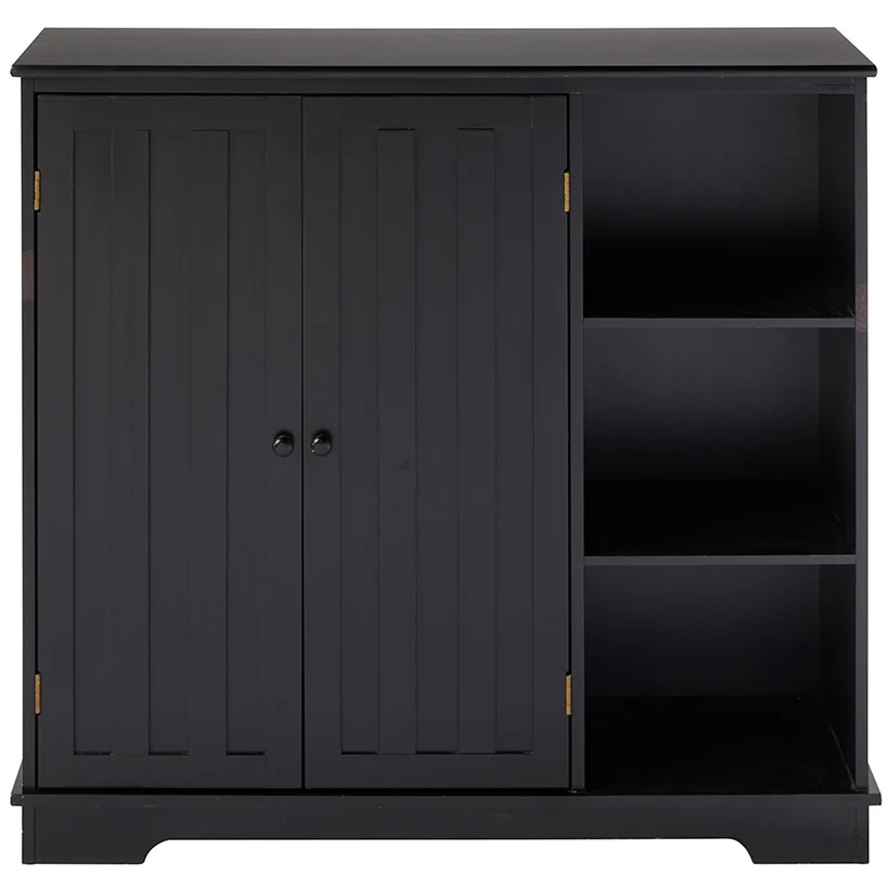 Beadboard Wooden Cabinet with 3 Storage Shelves and Cupboard - Image 21