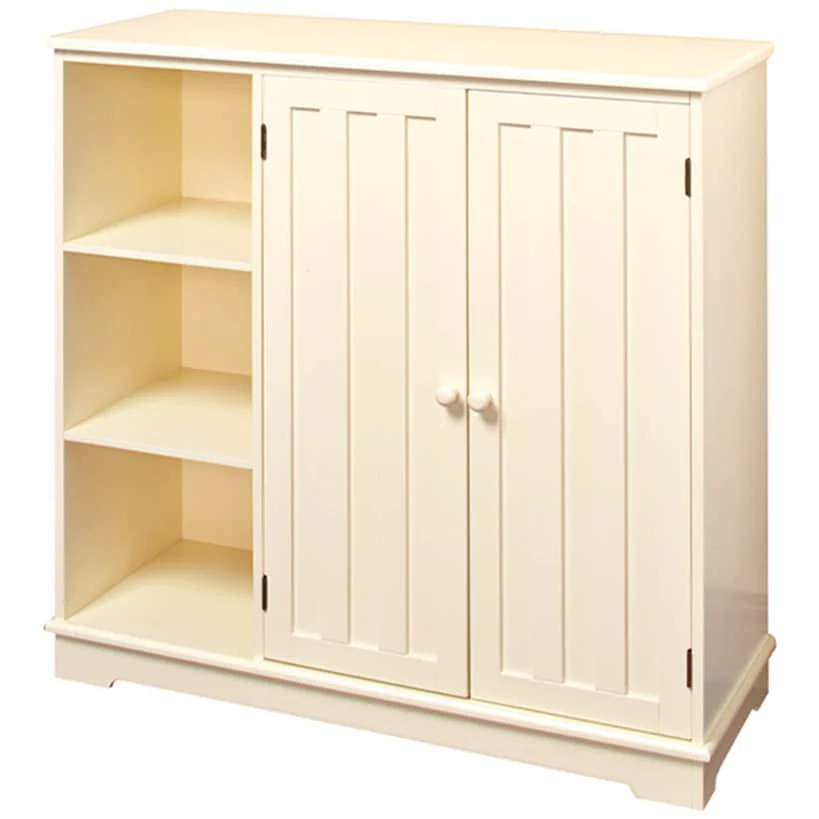Beadboard Wooden Cabinet with 3 Storage Shelves and Cupboard - Image 22
