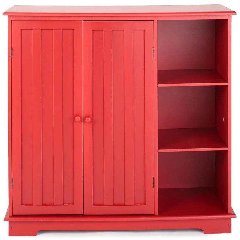 Beadboard Wooden Cabinet with 3 Storage Shelves and Cupboard - Image 23