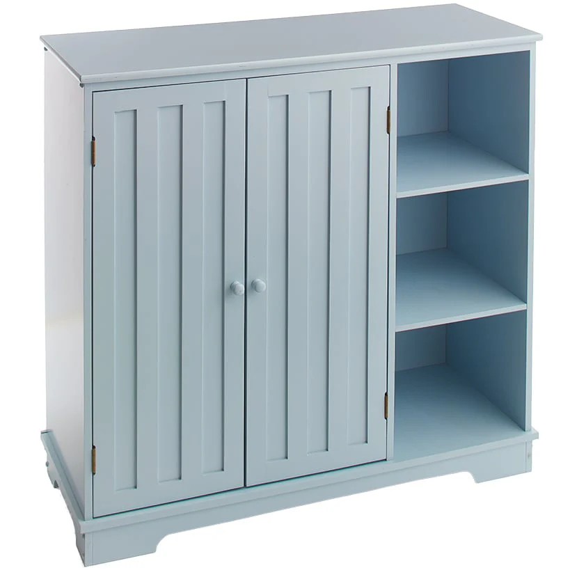 Beadboard Wooden Cabinet with 3 Storage Shelves and Cupboard - Image 27