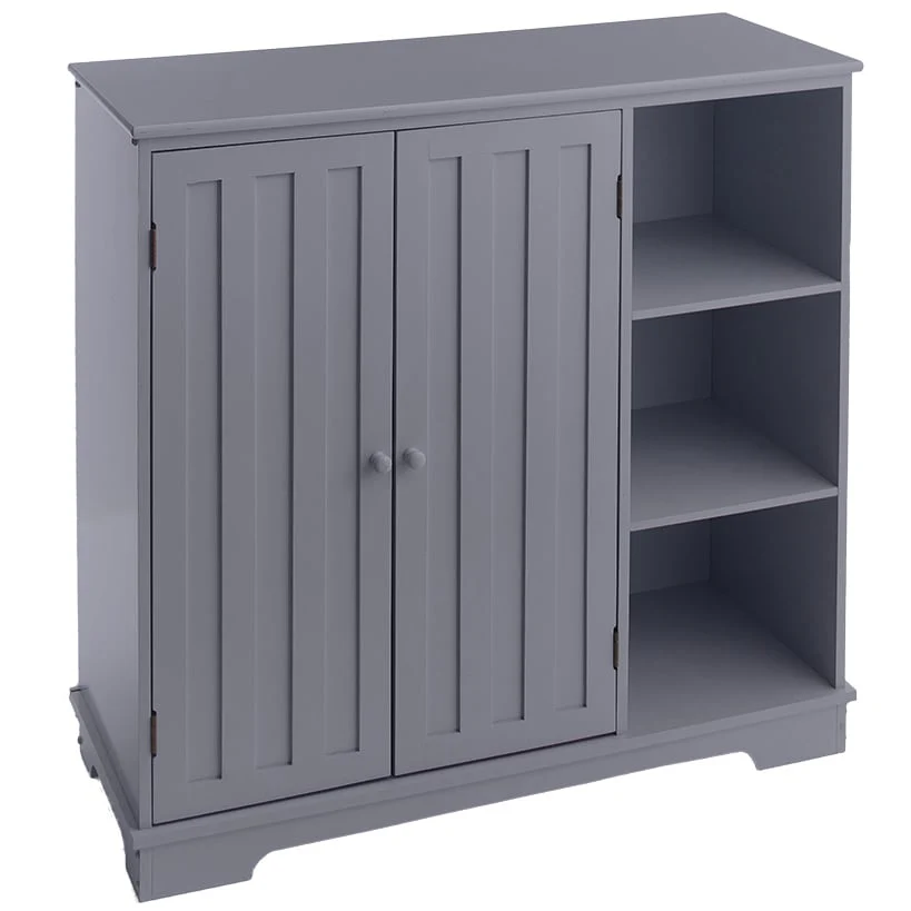Beadboard Wooden Cabinet with 3 Storage Shelves and Cupboard - Image 28