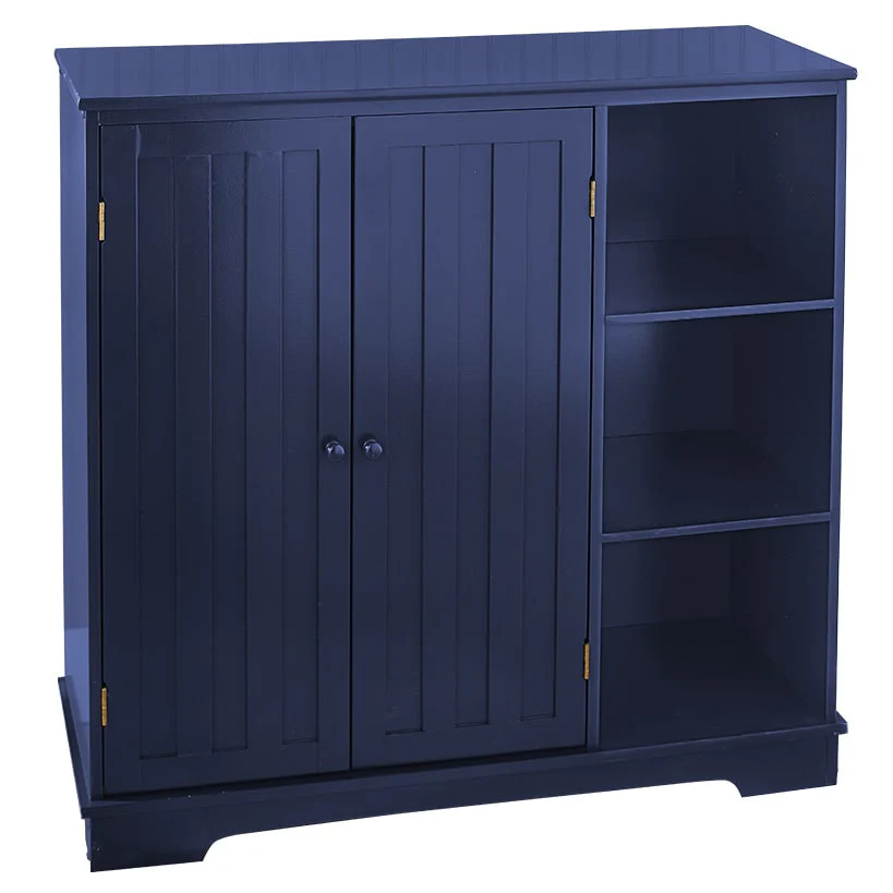 Beadboard Wooden Cabinet with 3 Storage Shelves and Cupboard - Image 29