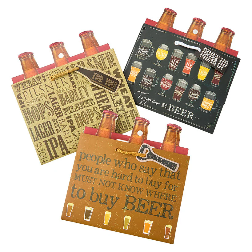 Beer Bottle Gift Bag Set - 3-Pk. - Image 5