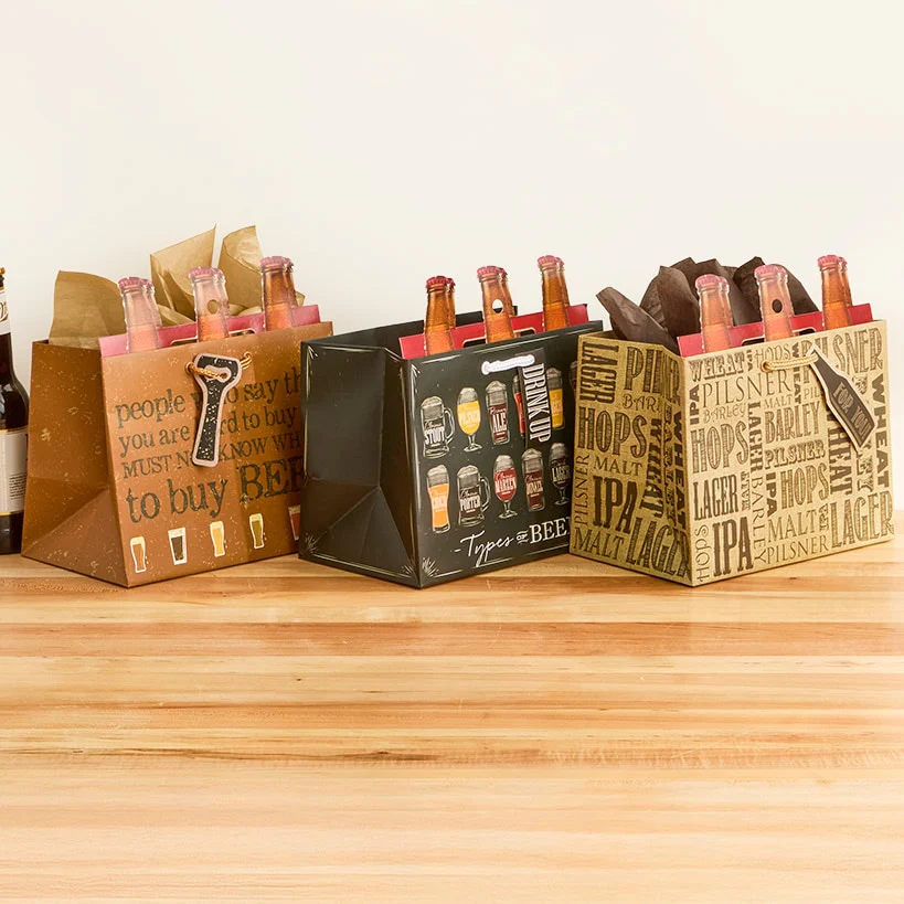 Beer Bottle Gift Bag Set - 3-Pk. - Image 6