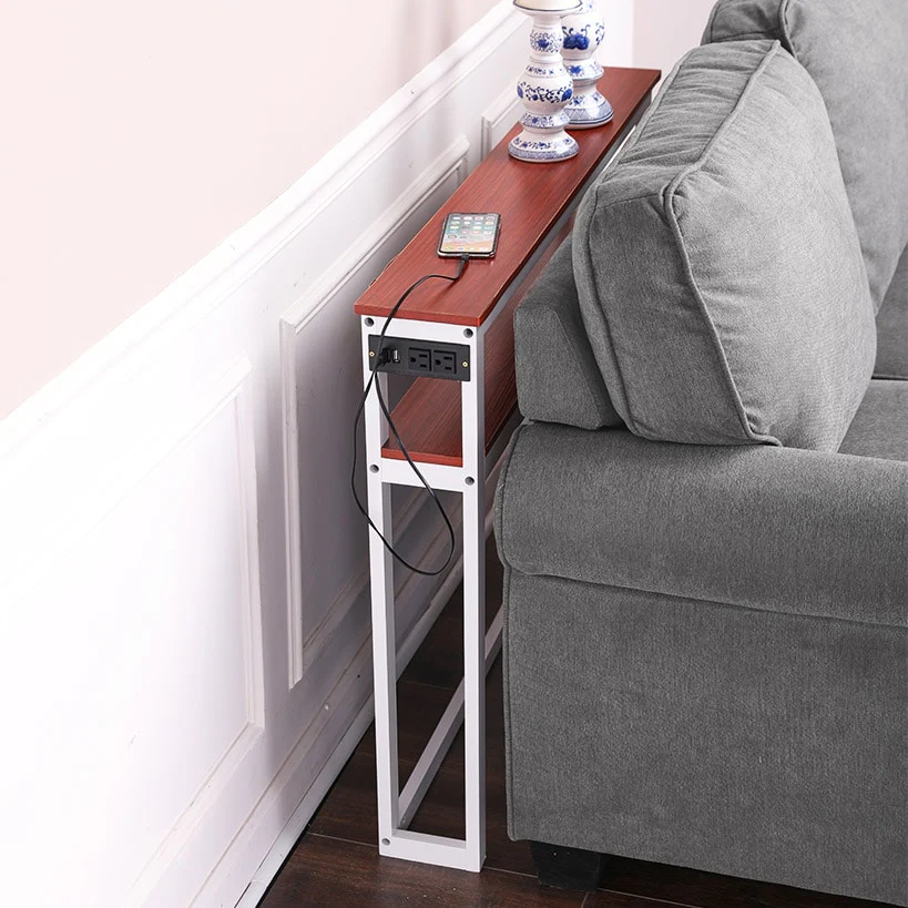 Behind-the-Sofa Long and Narrow Console Table with USB Port and Outlet