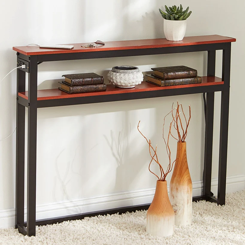 Behind-the-Sofa Long and Narrow Console Table with USB Port and Outlet - Image 9