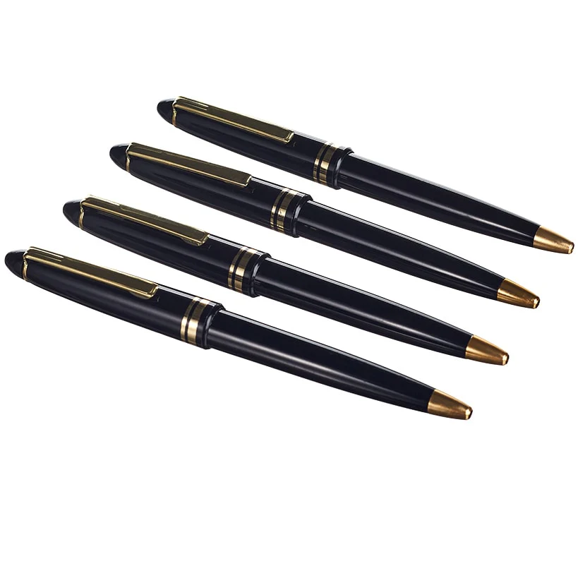 Black Ballpoint Pens with Gold Trim Set of 4 - Image 2