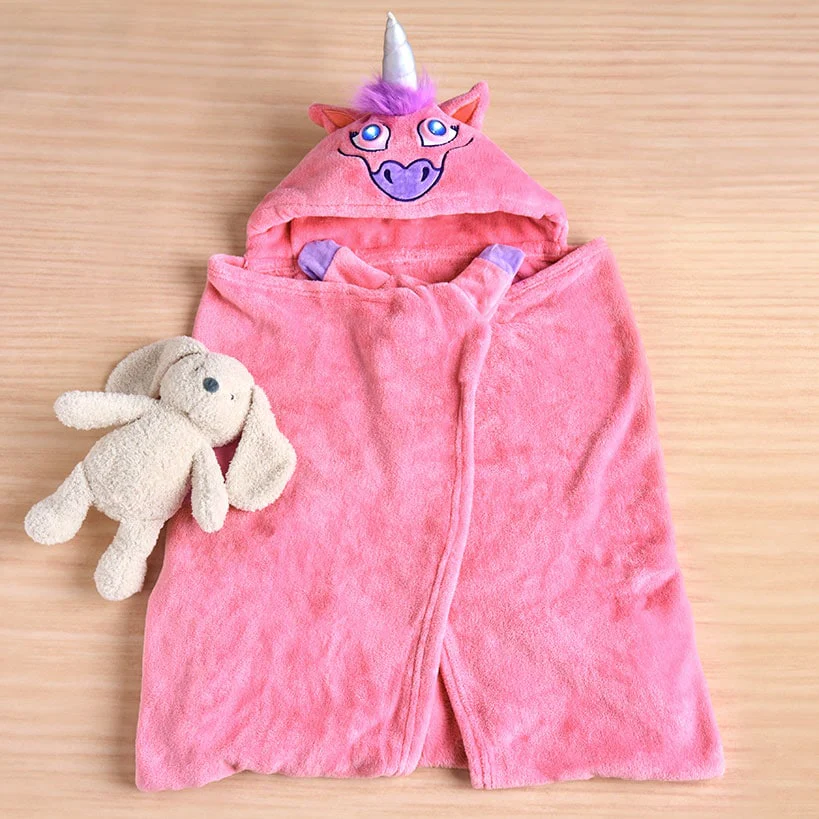Bright Eyes™ Unicorn Blanket - Hooded Fleece with LED Eyes - Image 3