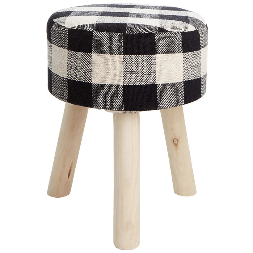 Buffalo Check Round Footstool Ottoman - Image 5
