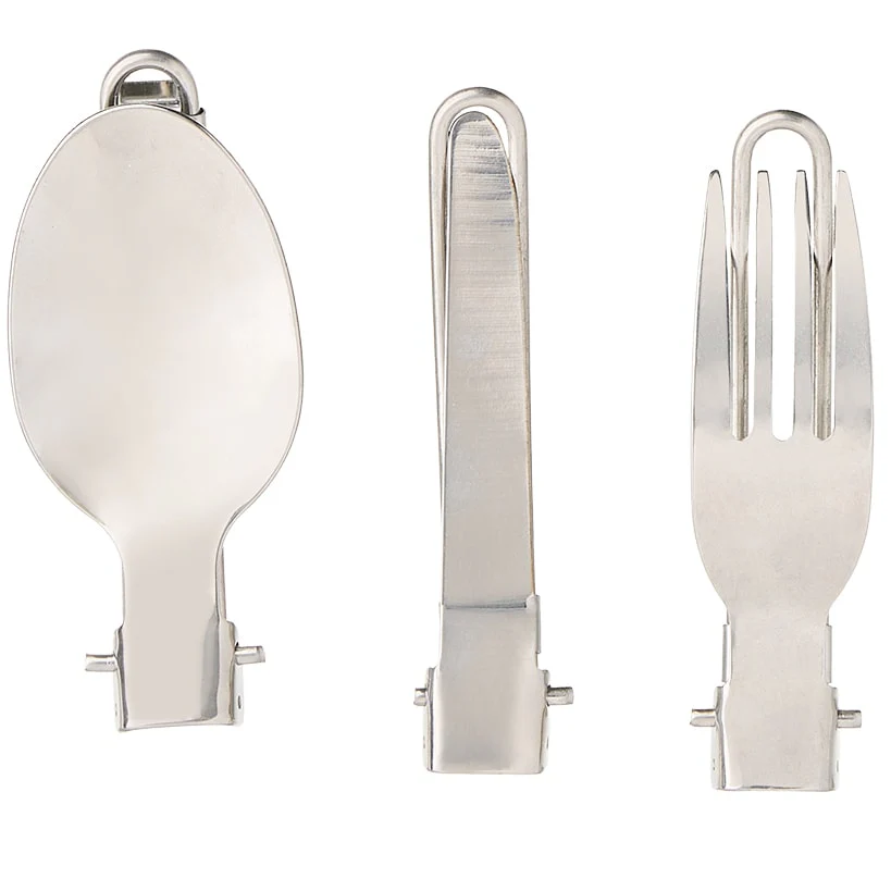 Camping Stainless Steel Folding Cutlery Set With Carry Pouch - Image 2