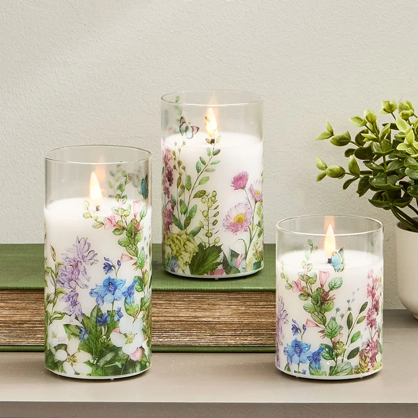 Set of 3 Lemon Themed Glass LED Candles - Image 4