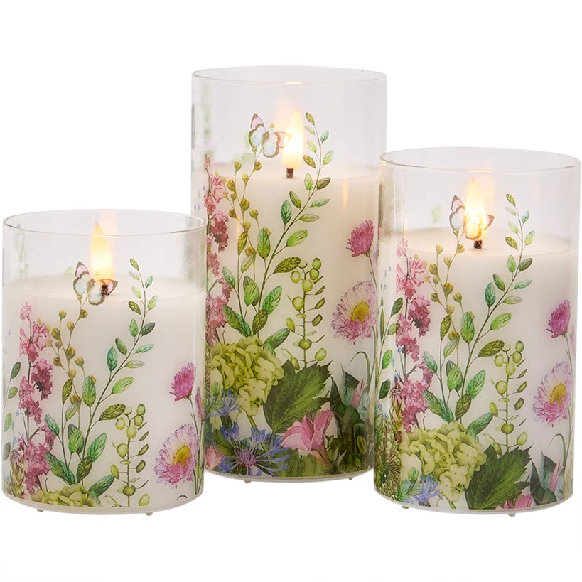 Set of 3 Lemon Themed Glass LED Candles - Image 5