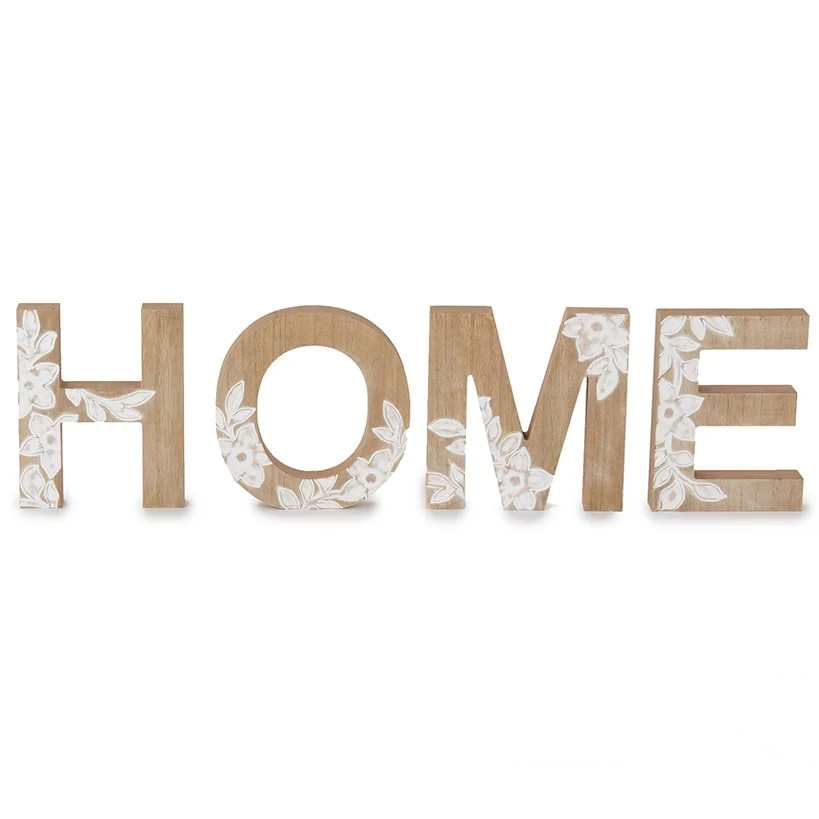 Carved Wood Home Letters with Floral Designs - Image 3
