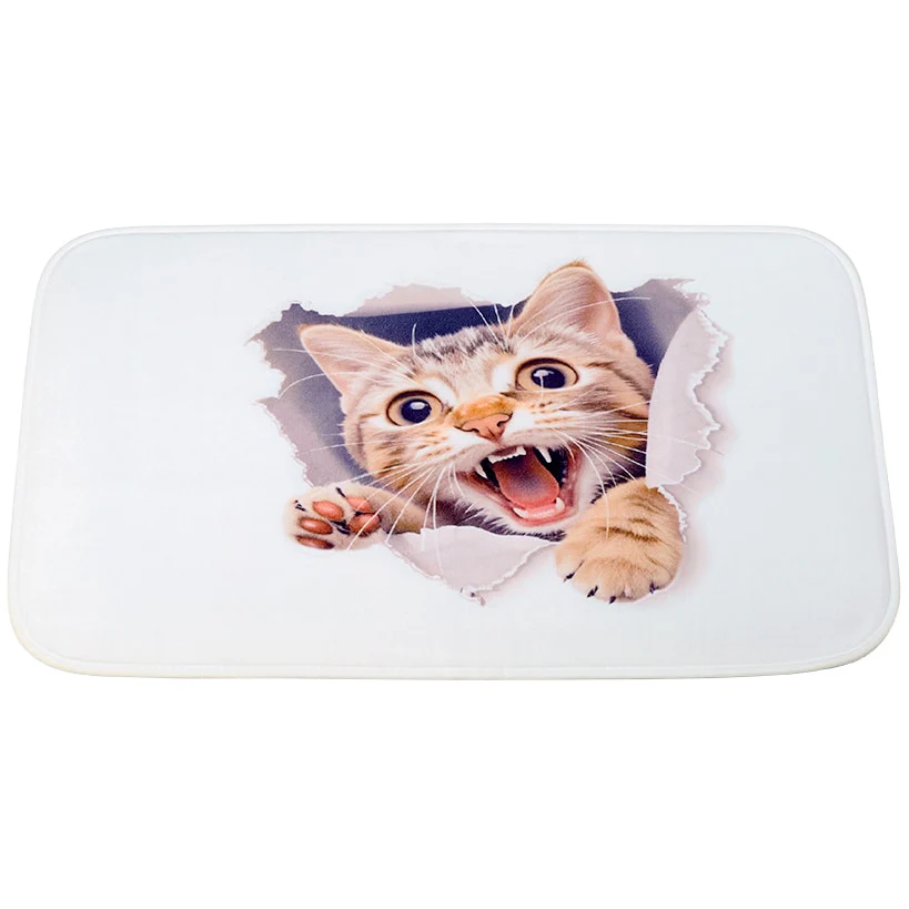 Cat Memory Foam Bath Rugs and Shower Curtain 16 Pc Set - Image 4
