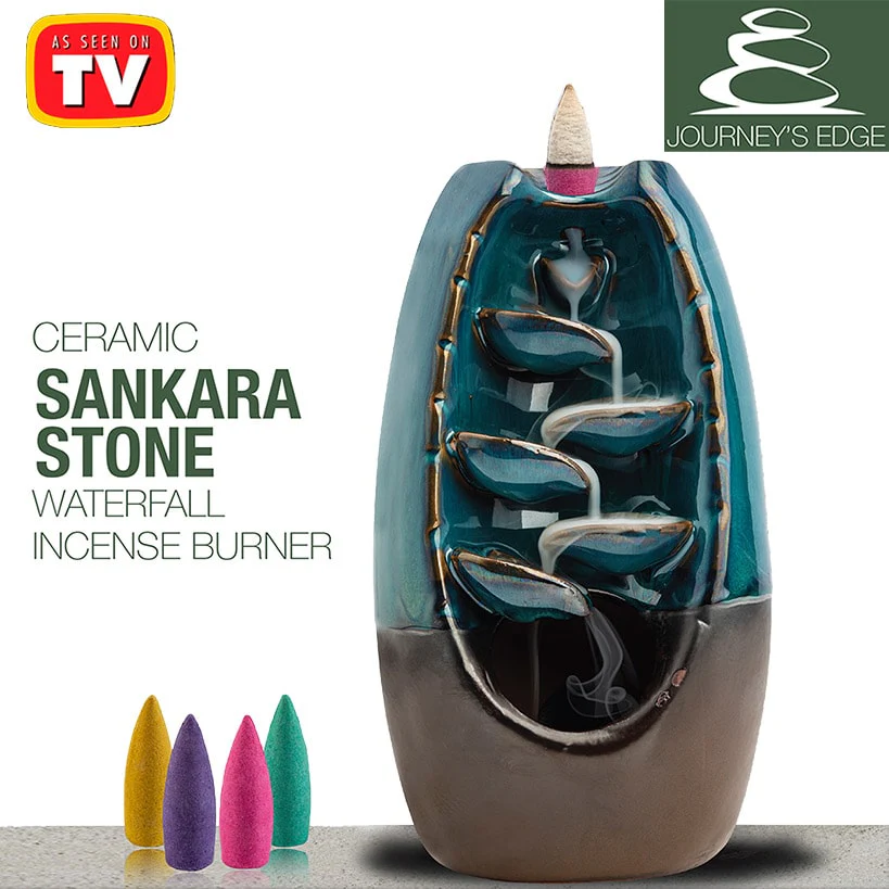 Ceramic Sankara Stone Waterfall Incense Burner or 100 Incense Cones - Image 3
