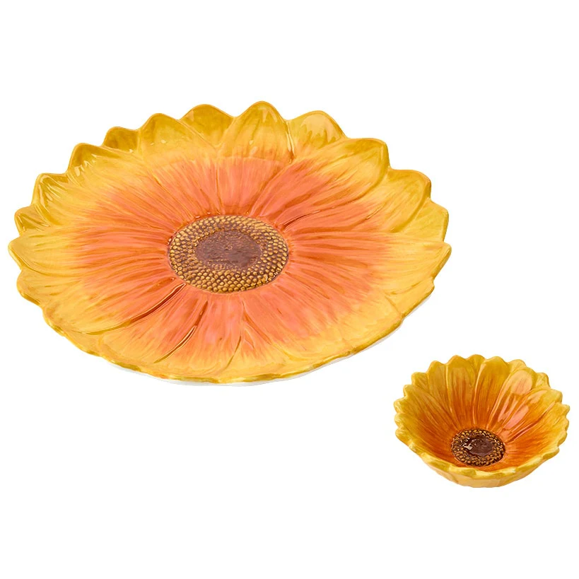 Chip and Dip Flower Ceramic Serving Platter - Image 3