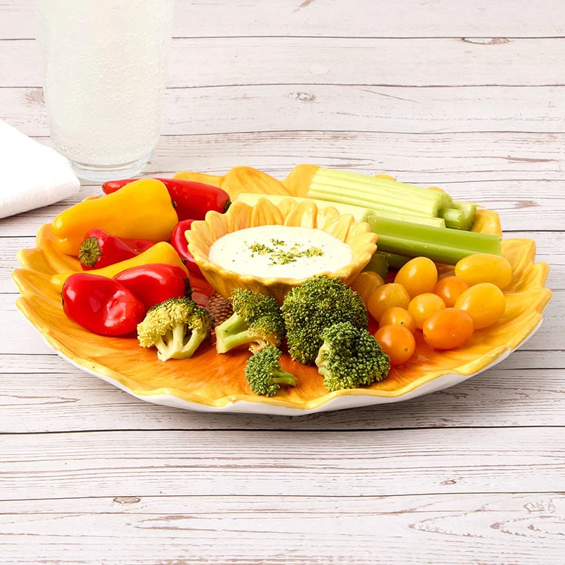 Chip and Dip Flower Ceramic Serving Platter - Image 4