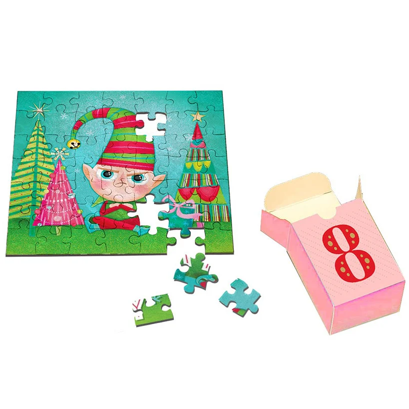 Christmas Advent Calendar with 24 Mini Puzzles and Surprise Ornament - Image 2