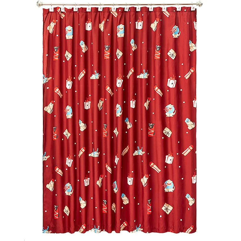 Christmas Dogs Shower Curtain, Bath Rug, Hand Towels, Valance, or Hooks - Image 4