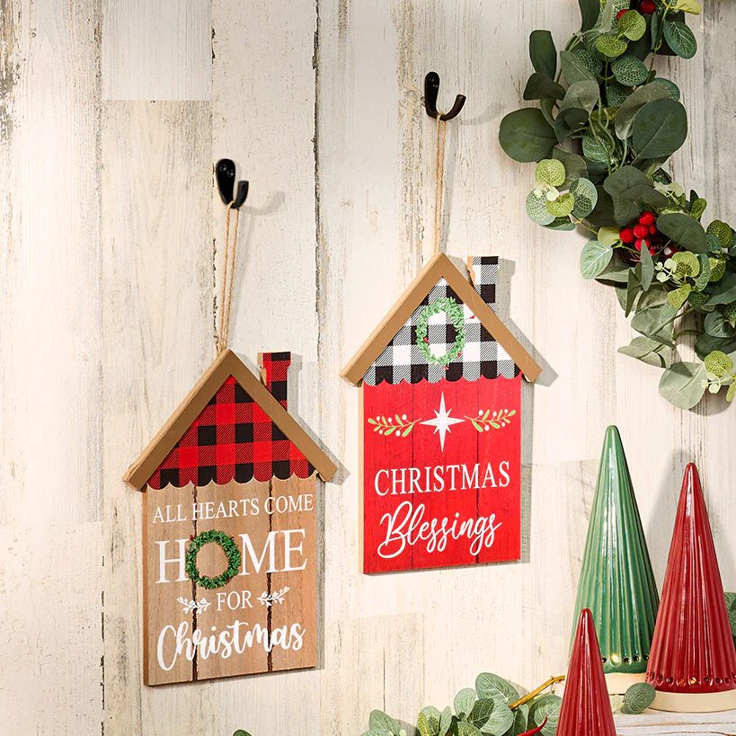 Christmas Hanging Home Sentiment Wall Decor - Blessings or Christmas
