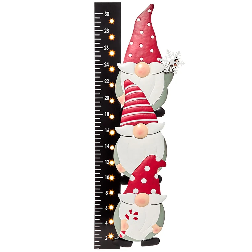 Christmas Lighted Stacked Gnome Snow Gauge - Image 2