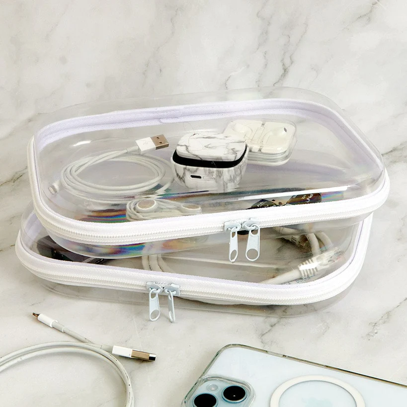 Clear Hard Plastic Zipper Container for Travel - 2-Pk. - Image 3