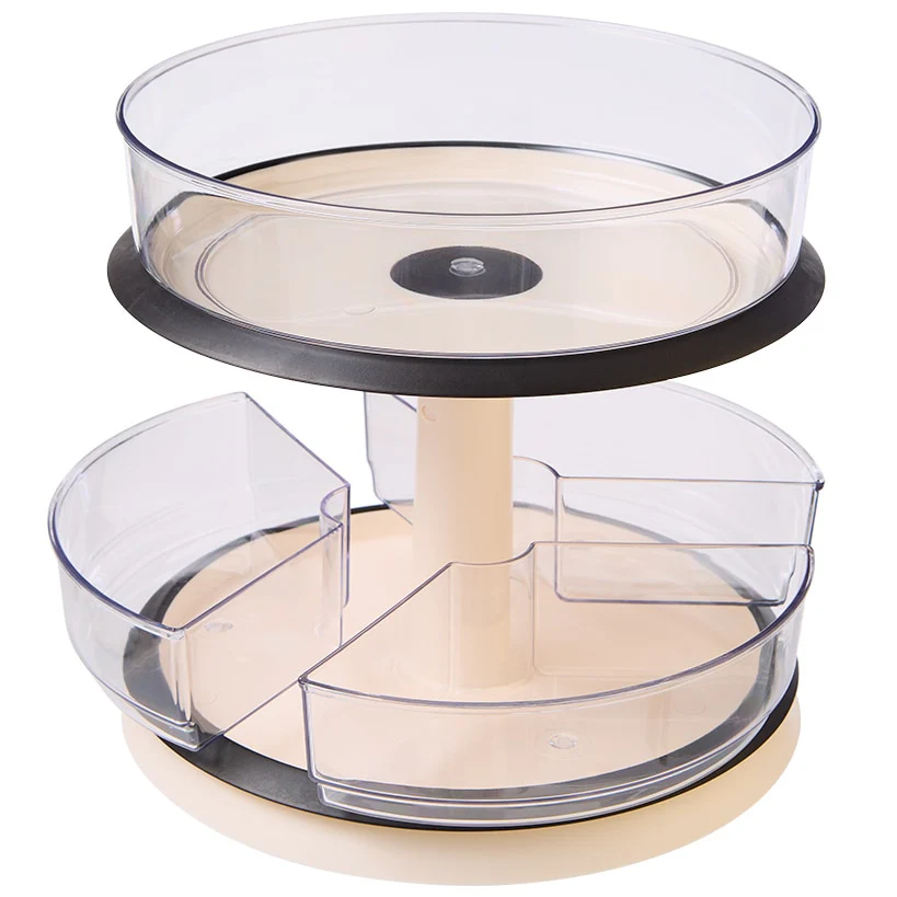 Clear Round Plastic Spinning Cabinet Organizer - Expandable - Image 4