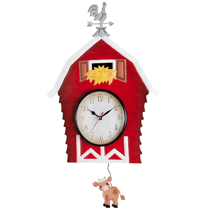 Clock Pendulum Country Theme Barn Cow Pig Rooster - Image 3