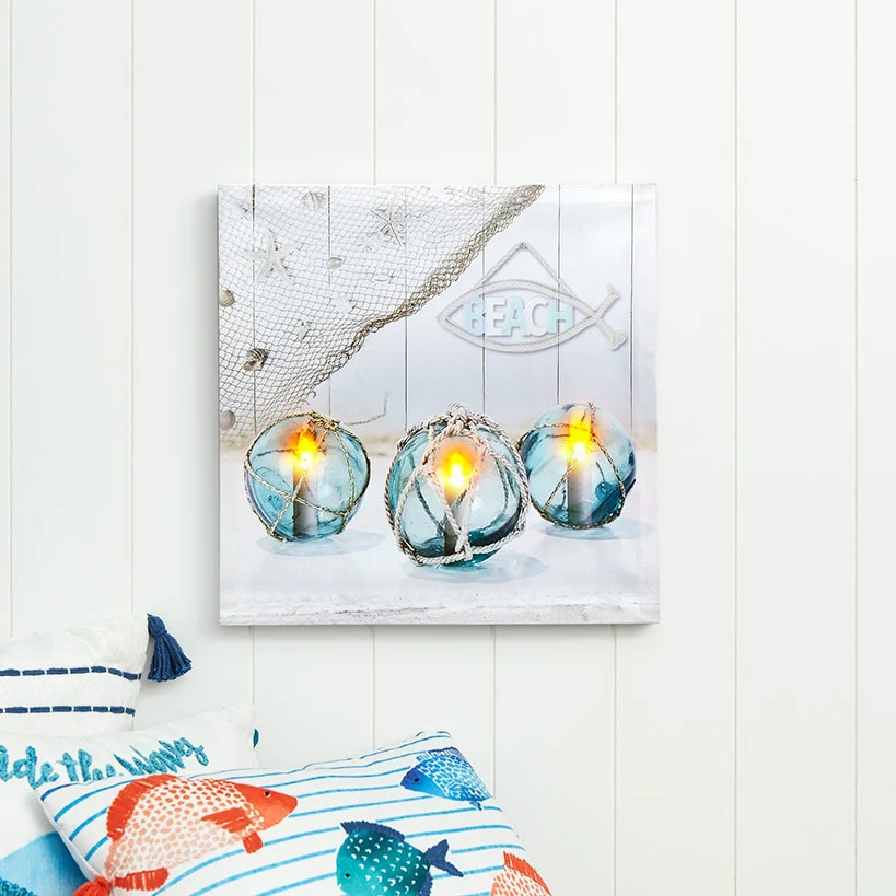 Coastal Lighted Canvas Wall Art - Buoys, Candle, or Coastal - Image 3