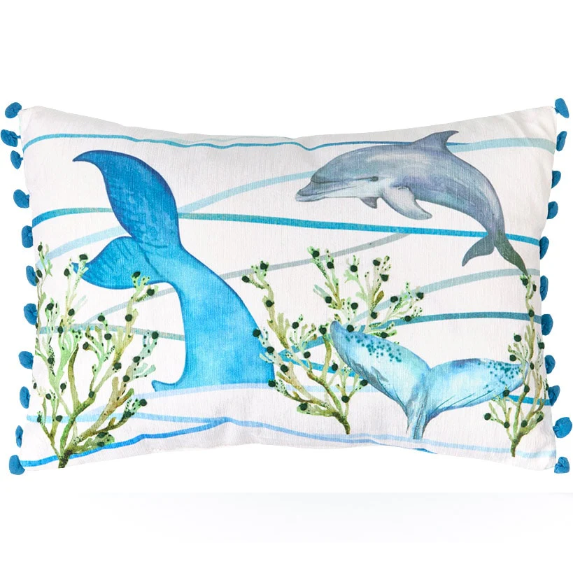 Coastal Themed Embroidered Decorative Pillow - Image 3